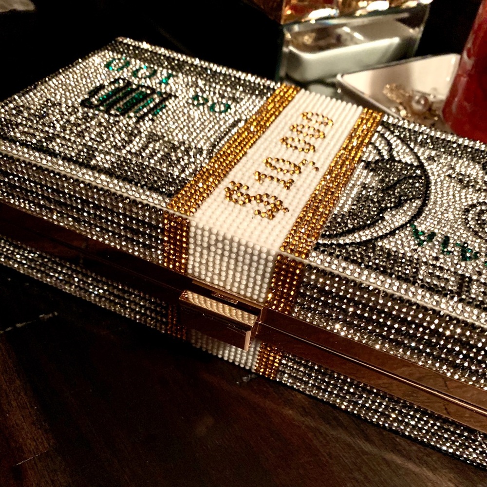•Bank Roll Betty• Money Stacks Rhinestone Clutch - Picture 6 of 6